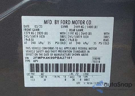 2023 Ford Edge Titanium z USA, uszkodzony, nr VIN 2FMPK4K99PBA27181